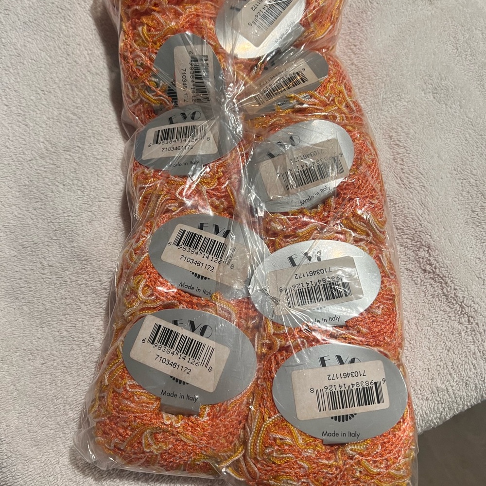 Skacel Evo Yarn Color #1172 Coral/ Yellow/White Mix  Dye Lot 927 Made in Italy.